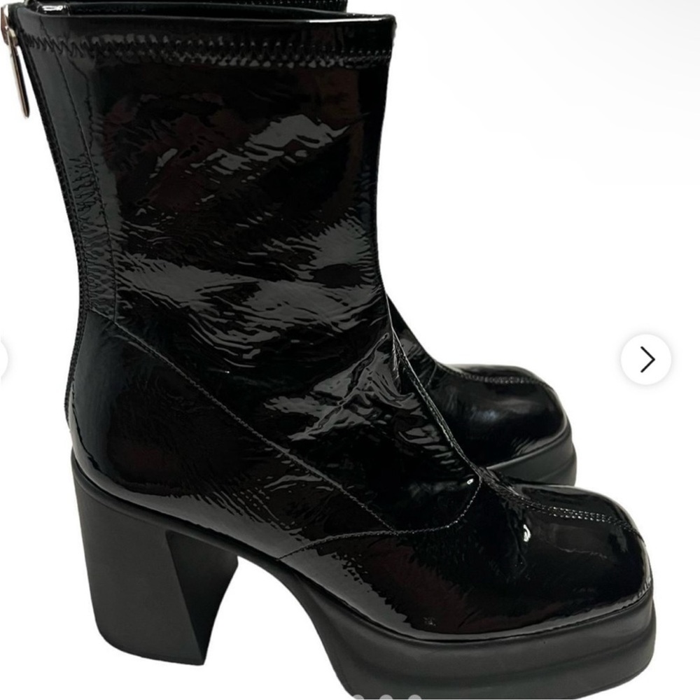 Free People Double Stack Black Patent Platform Boot - Picture 2 of 2